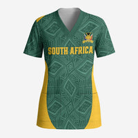 Custom South Africa Soccer Scrub Top Bafana Bafana Spirit African Pattern - Wonder Print Shop
