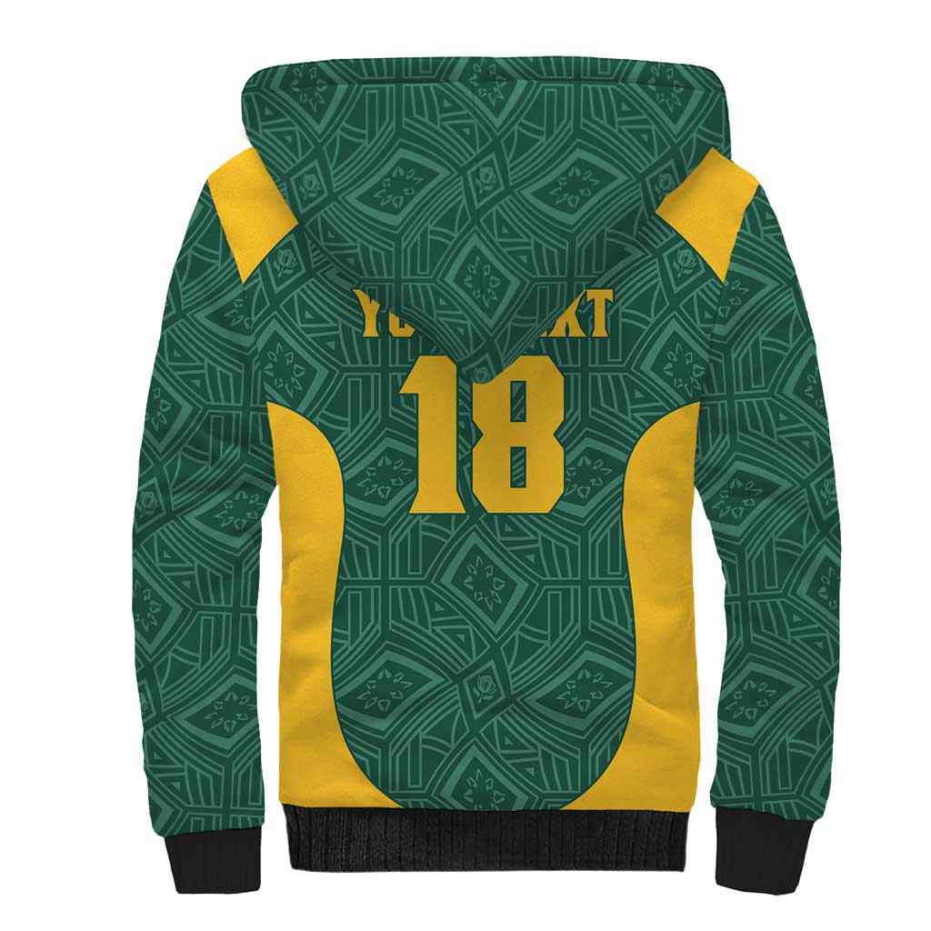 Custom South Africa Soccer Sherpa Hoodie Bafana Bafana Spirit African Pattern - Wonder Print Shop