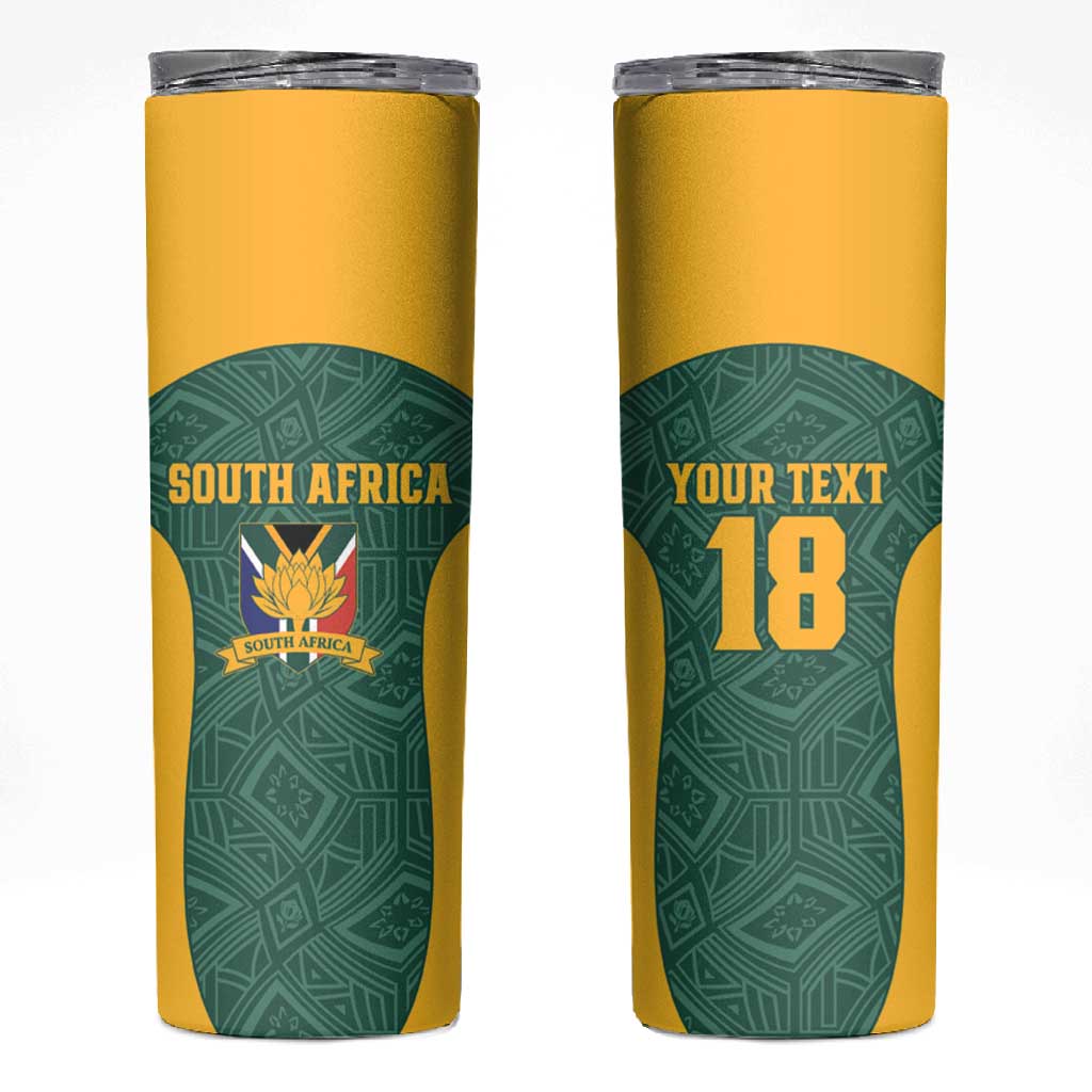 Custom South Africa Soccer Skinny Tumbler Bafana Bafana Spirit African Pattern - Wonder Print Shop