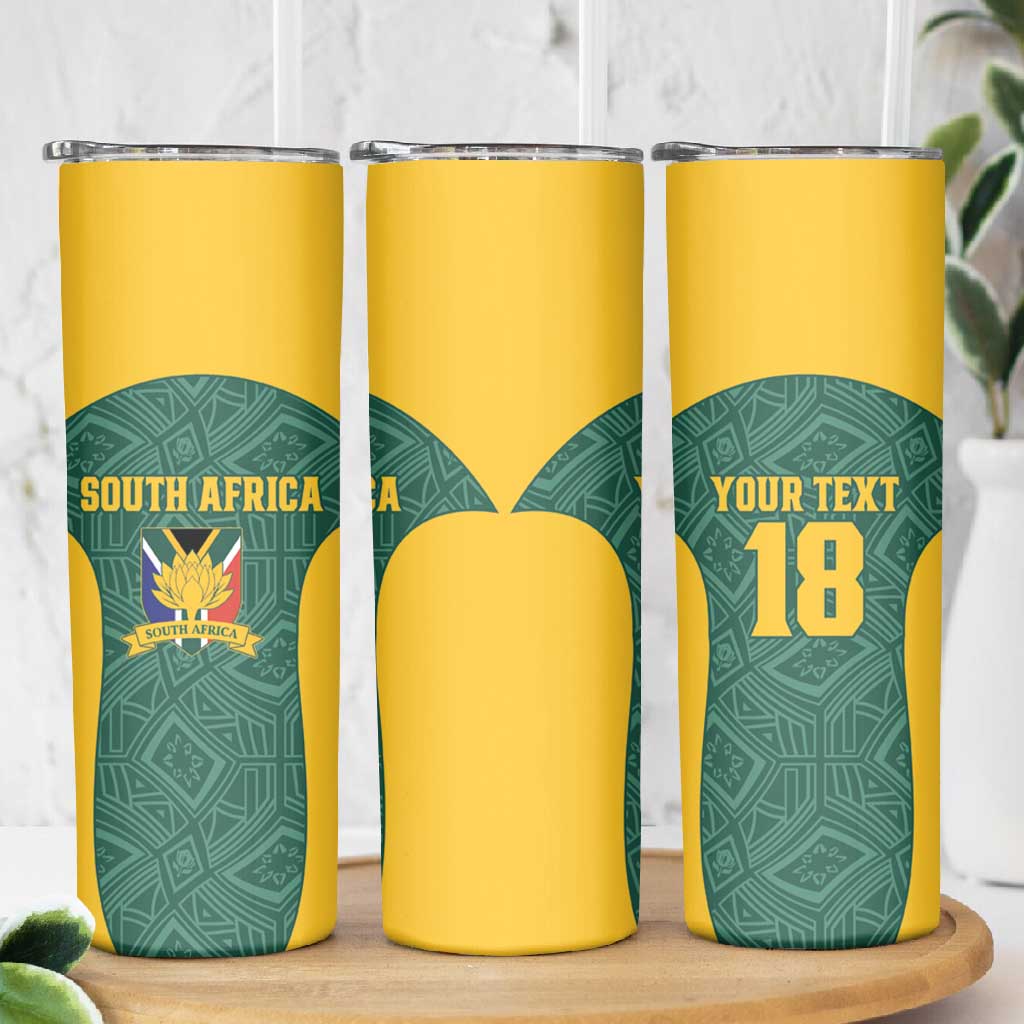 Custom South Africa Soccer Skinny Tumbler Bafana Bafana Spirit African Pattern - Wonder Print Shop