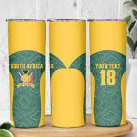 Custom South Africa Soccer Skinny Tumbler Bafana Bafana Spirit African Pattern - Wonder Print Shop
