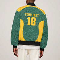 Custom South Africa Soccer Sleeve Zip Bomber Jacket Bafana Bafana Spirit African Pattern - Wonder Print Shop