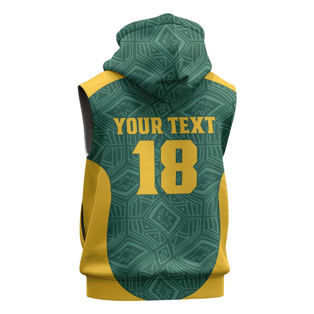 Custom South Africa Soccer Sleeveless Hoodie Bafana Bafana Spirit African Pattern - Wonder Print Shop
