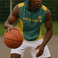 Custom South Africa Soccer Sleeveless Hoodie Bafana Bafana Spirit African Pattern - Wonder Print Shop