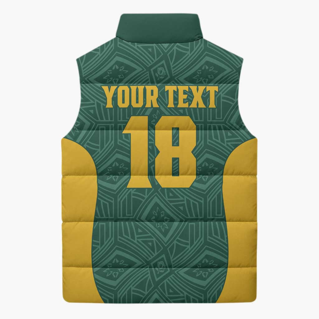 Custom South Africa Soccer Sleeveless Puffer Jacket Bafana Bafana Spirit African Pattern - Wonder Print Shop