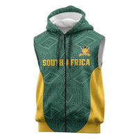 Custom South Africa Soccer Sleeveless Zip Hoodie Bafana Bafana Spirit African Pattern - Wonder Print Shop