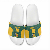 Custom South Africa Soccer Slide Sandals Bafana Bafana Spirit African Pattern - Wonder Print Shop