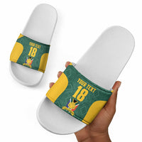 Custom South Africa Soccer Slide Sandals Bafana Bafana Spirit African Pattern - Wonder Print Shop