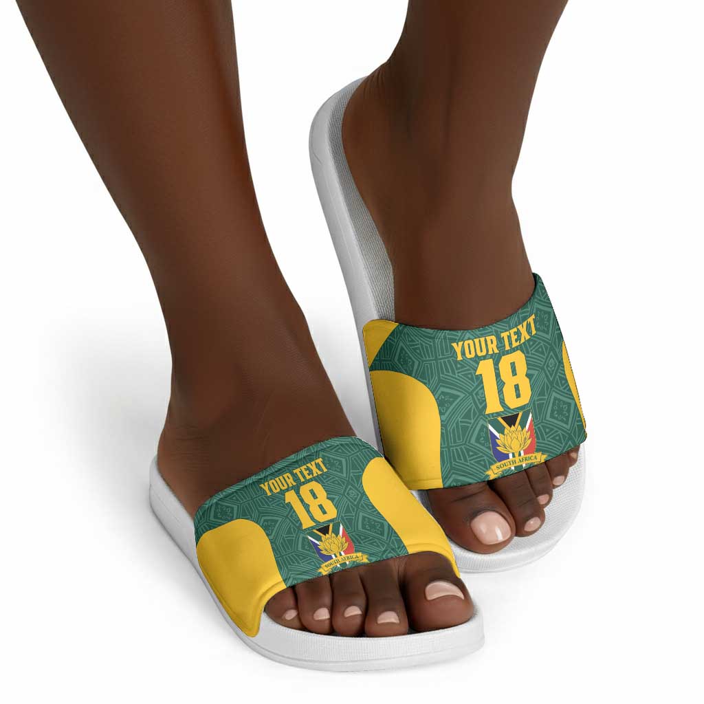 Custom South Africa Soccer Slide Sandals Bafana Bafana Spirit African Pattern - Wonder Print Shop