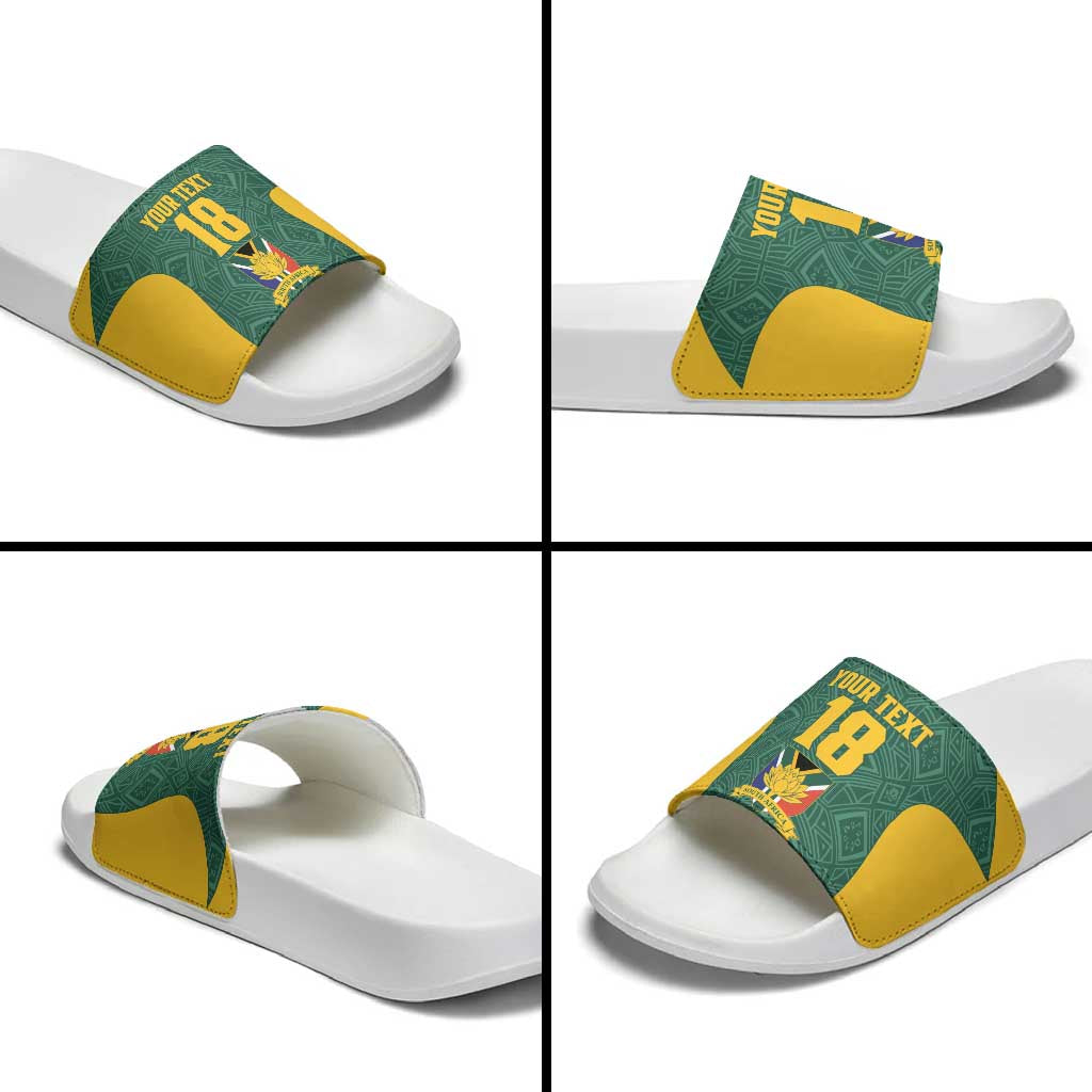 Custom South Africa Soccer Slide Sandals Bafana Bafana Spirit African Pattern - Wonder Print Shop