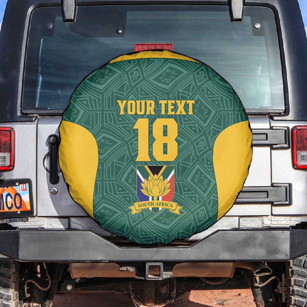 Custom South Africa Soccer Spare Tire Cover Bafana Bafana Spirit African Pattern - Wonder Print Shop