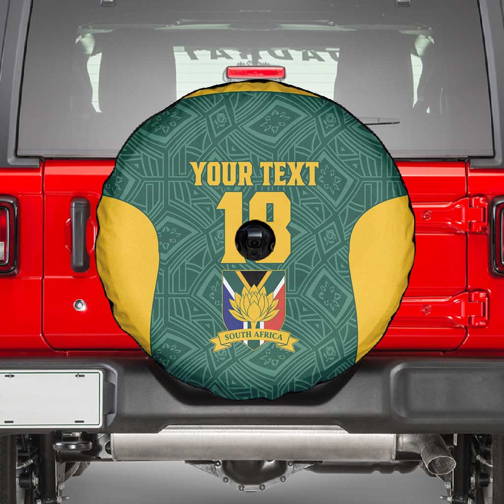 Custom South Africa Soccer Spare Tire Cover Bafana Bafana Spirit African Pattern - Wonder Print Shop