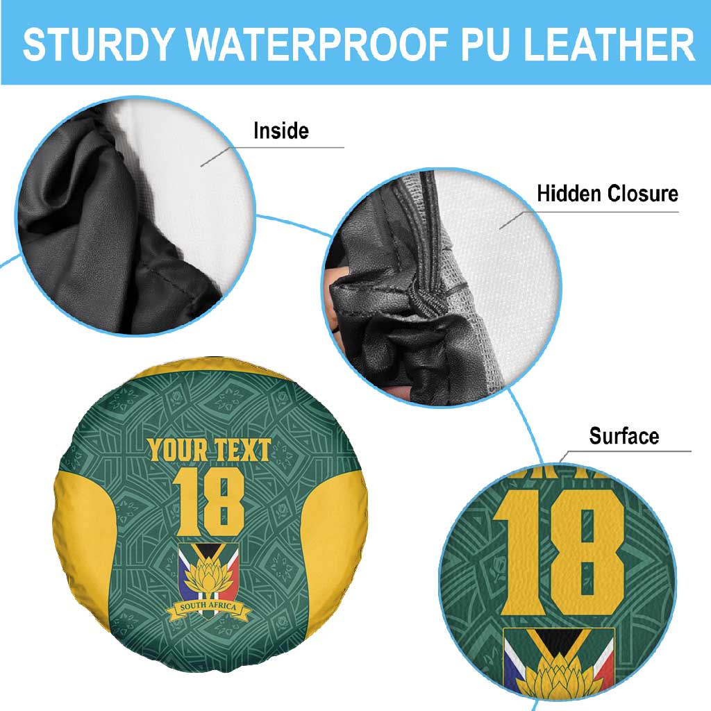 Custom South Africa Soccer Spare Tire Cover Bafana Bafana Spirit African Pattern - Wonder Print Shop
