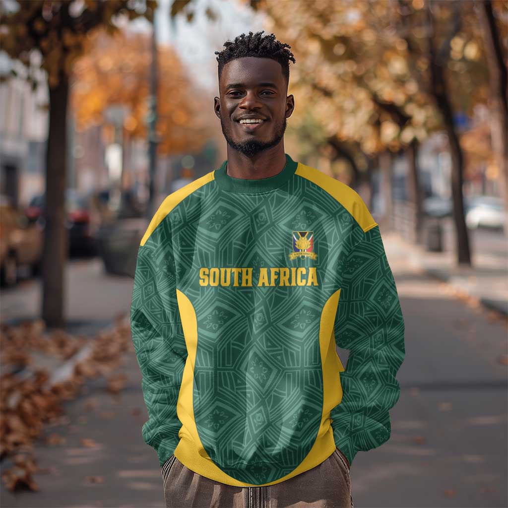 Custom South Africa Soccer Sweatshirt Bafana Bafana Spirit African Pattern - Wonder Print Shop