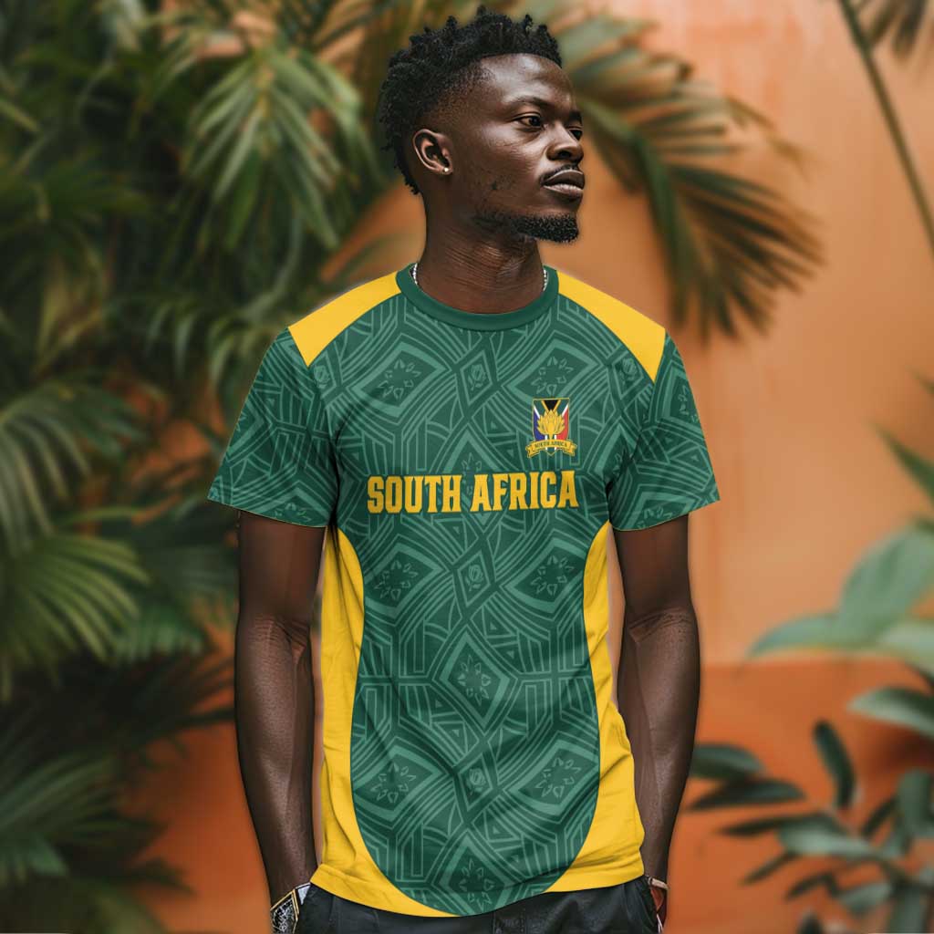 Custom South Africa Soccer T shirt Bafana Bafana Spirit African Pattern - Wonder Print Shop
