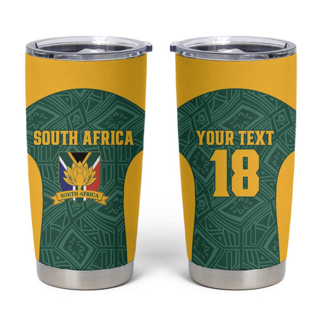 Custom South Africa Soccer Tumbler Cup Bafana Bafana Spirit African Pattern - Wonder Print Shop