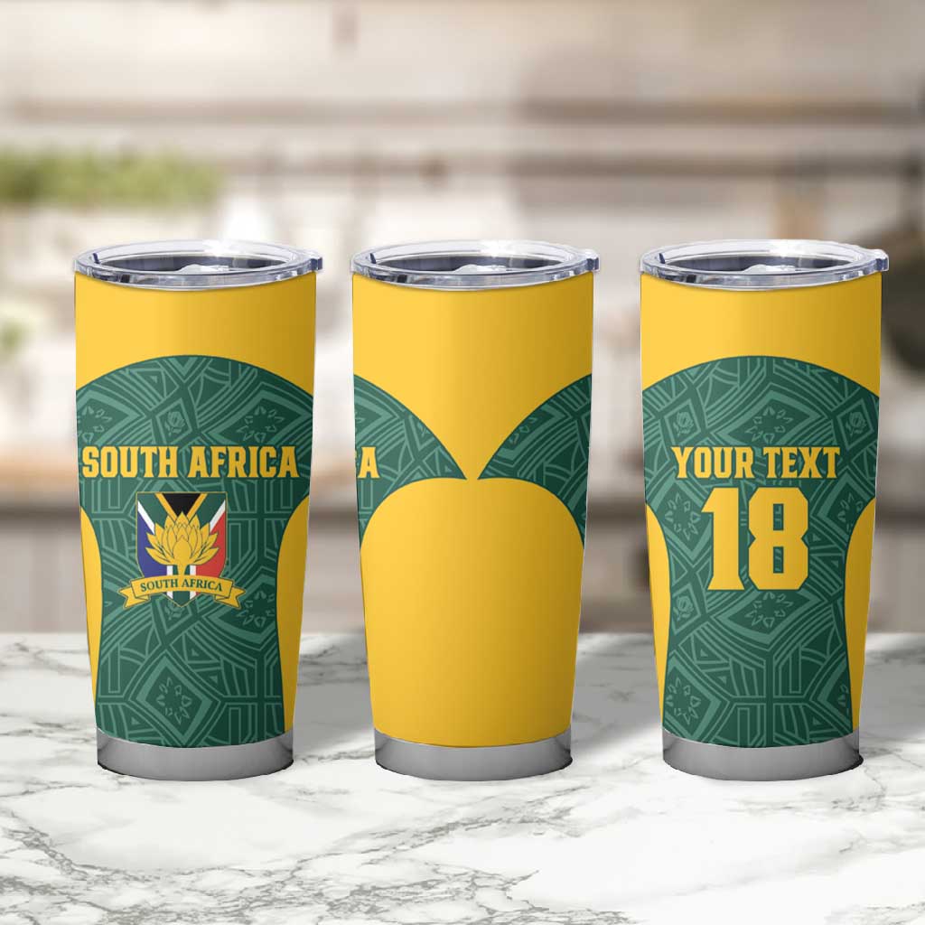 Custom South Africa Soccer Tumbler Cup Bafana Bafana Spirit African Pattern - Wonder Print Shop