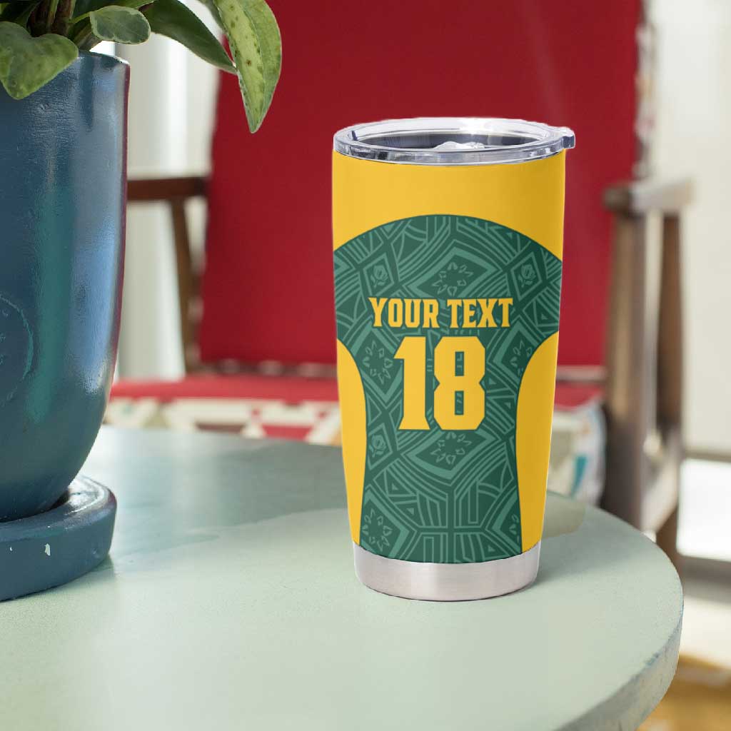 Custom South Africa Soccer Tumbler Cup Bafana Bafana Spirit African Pattern - Wonder Print Shop