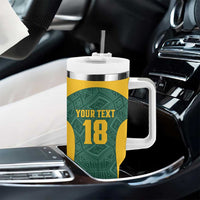 Custom South Africa Soccer Tumbler With Handle Bafana Bafana Spirit African Pattern - Wonder Print Shop