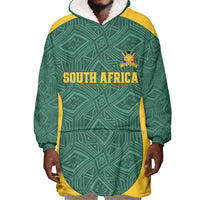 Custom South Africa Soccer Wearable Blanket Hoodie Bafana Bafana Spirit African Pattern - Wonder Print Shop