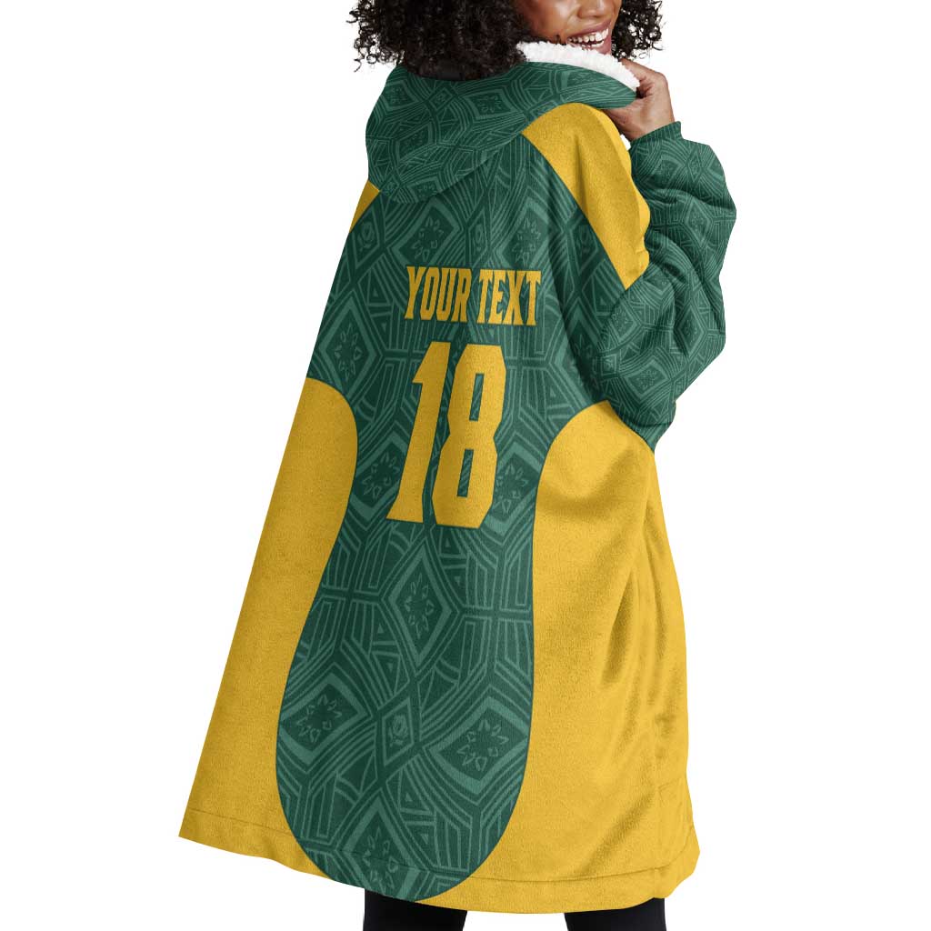 Custom South Africa Soccer Wearable Blanket Hoodie Bafana Bafana Spirit African Pattern - Wonder Print Shop