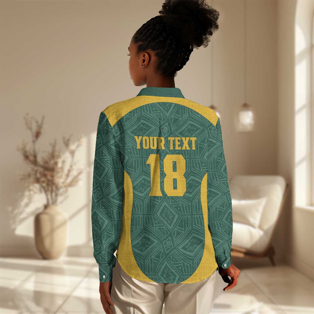 Custom South Africa Soccer Women Casual Shirt Bafana Bafana Spirit African Pattern - Wonder Print Shop