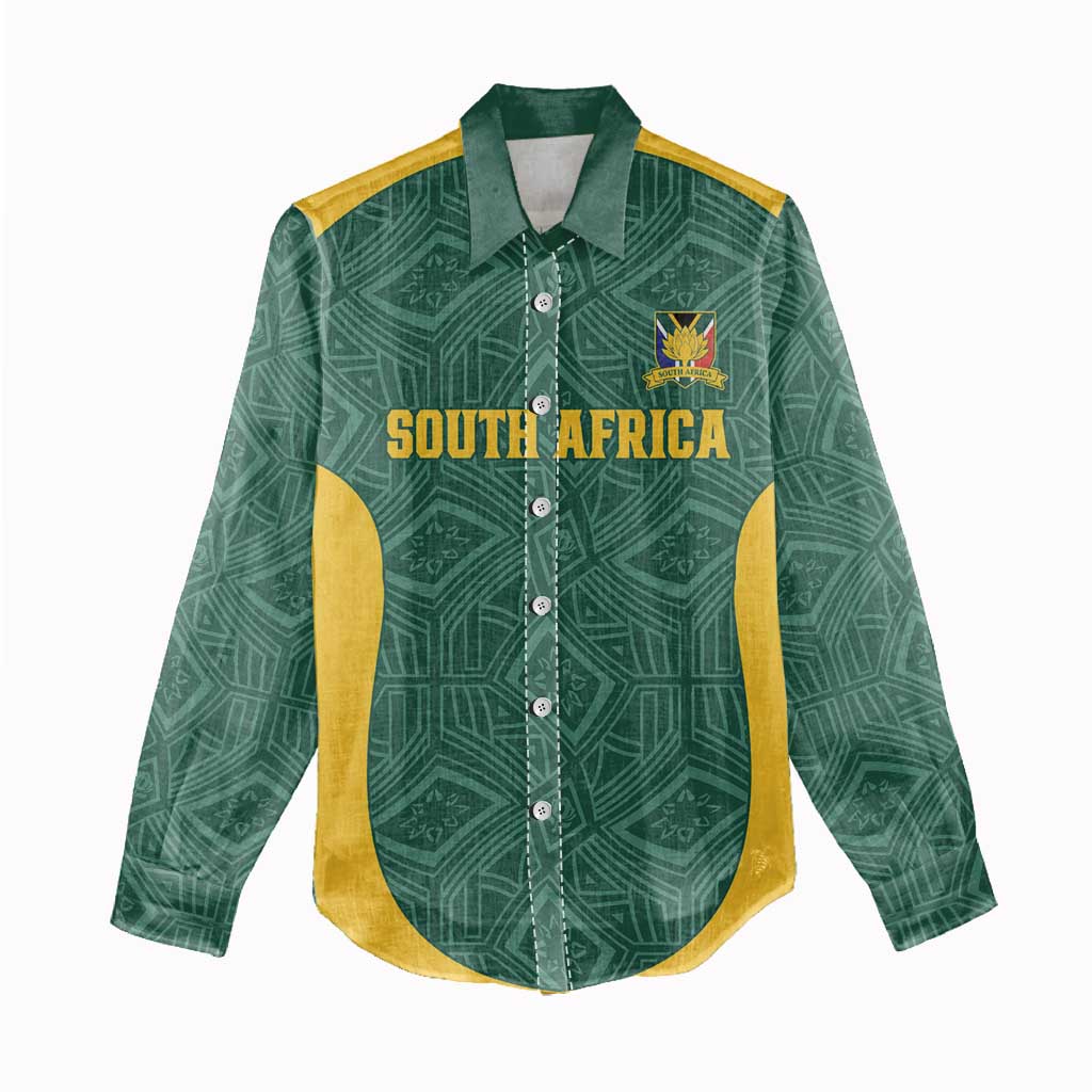 Custom South Africa Soccer Women Casual Shirt Bafana Bafana Spirit African Pattern - Wonder Print Shop