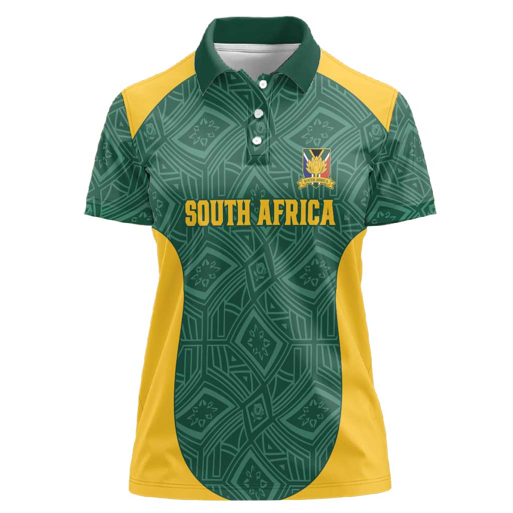 Custom South Africa Soccer Women Polo Shirt Bafana Bafana Spirit African Pattern - Wonder Print Shop