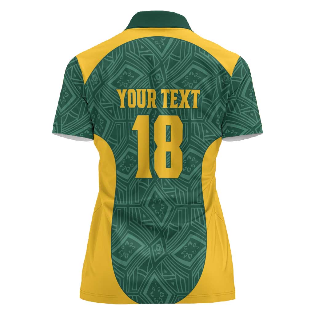 Custom South Africa Soccer Women Polo Shirt Bafana Bafana Spirit African Pattern - Wonder Print Shop