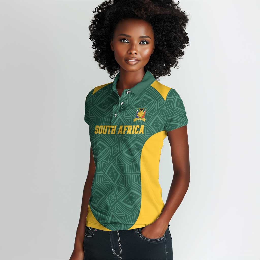 Custom South Africa Soccer Women Polo Shirt Bafana Bafana Spirit African Pattern - Wonder Print Shop