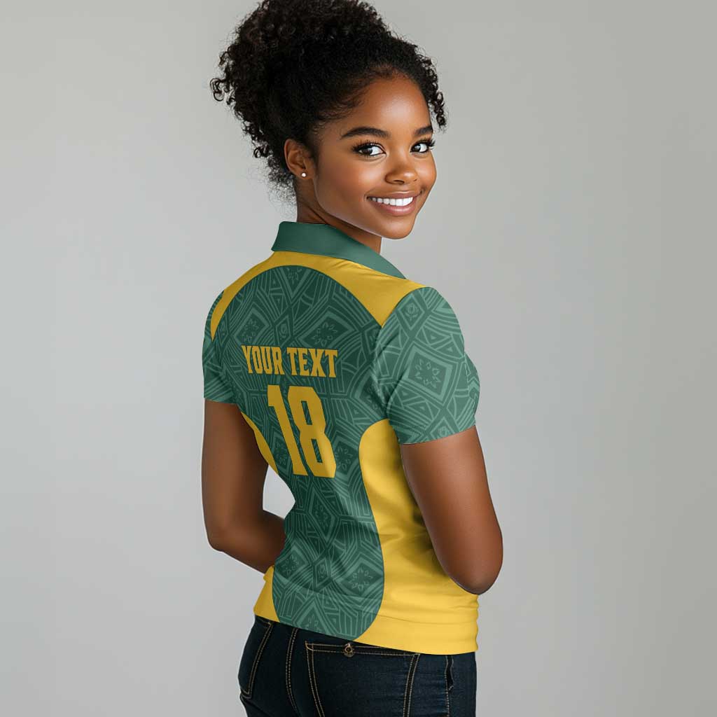 Custom South Africa Soccer Women Polo Shirt Bafana Bafana Spirit African Pattern - Wonder Print Shop