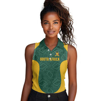 Custom South Africa Soccer Women Sleeveless Polo Shirt Bafana Bafana Spirit African Pattern - Wonder Print Shop