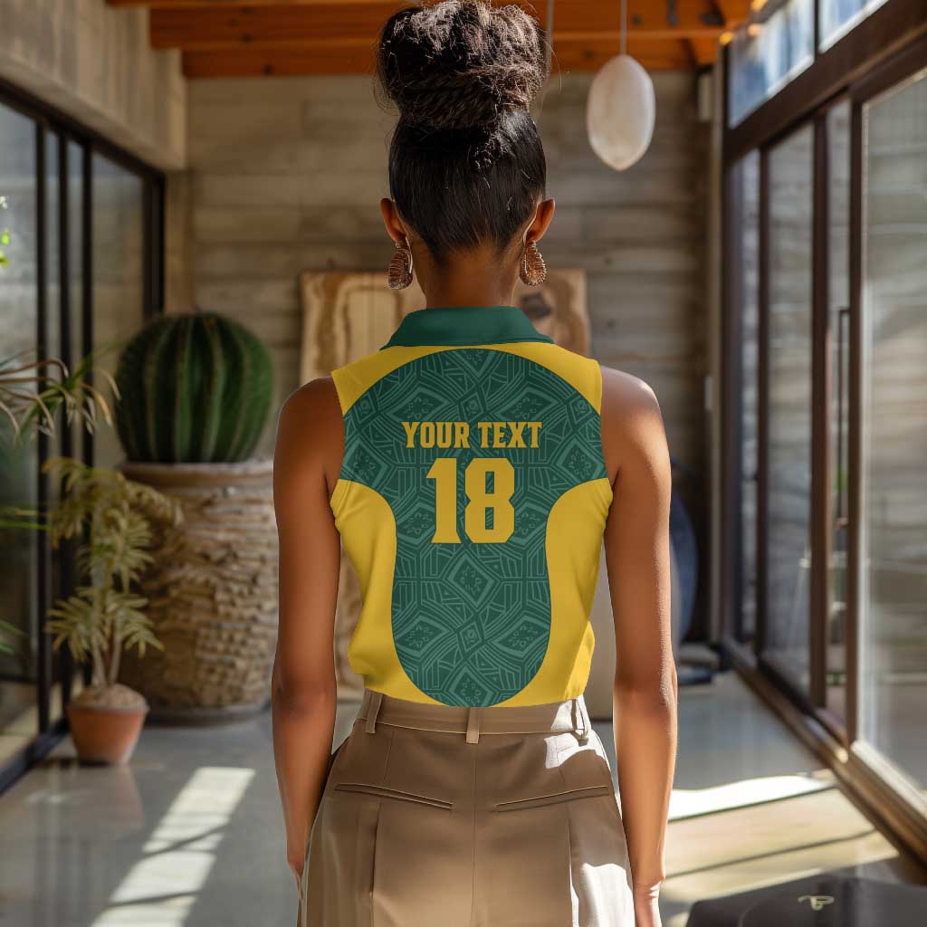 Custom South Africa Soccer Women Sleeveless Polo Shirt Bafana Bafana Spirit African Pattern - Wonder Print Shop