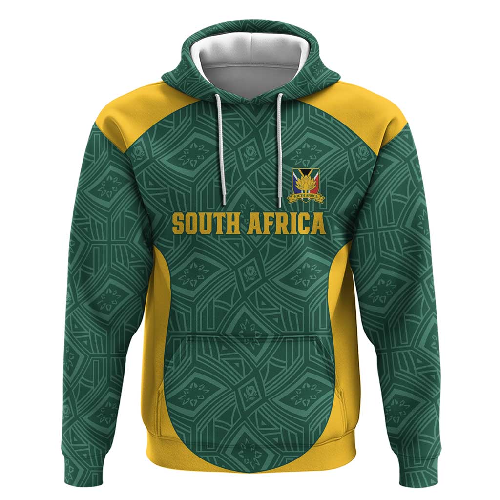 Custom South Africa Soccer Zip Hoodie Bafana Bafana Spirit African Pattern - Wonder Print Shop