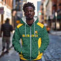 Custom South Africa Soccer Zip Hoodie Bafana Bafana Spirit African Pattern - Wonder Print Shop