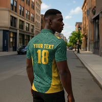 Custom South Africa Soccer Zipper Polo Shirt Bafana Bafana Spirit African Pattern - Wonder Print Shop