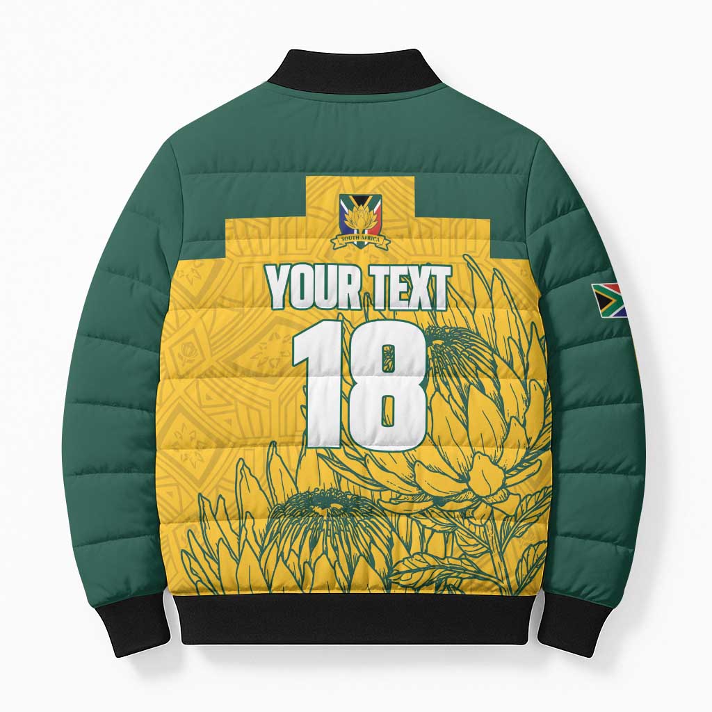 Custom South Africa Soccer Bomber Puffer Jacket From Protea Roots We Rise - Wonder Print Shop