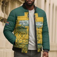 Custom South Africa Soccer Bomber Puffer Jacket From Protea Roots We Rise - Wonder Print Shop
