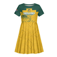 Custom South Africa Soccer Kid Short Sleeve Dress From Protea Roots We Rise - Wonder Print Shop