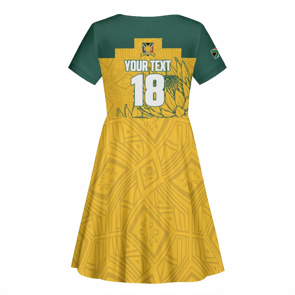 Custom South Africa Soccer Kid Short Sleeve Dress From Protea Roots We Rise - Wonder Print Shop
