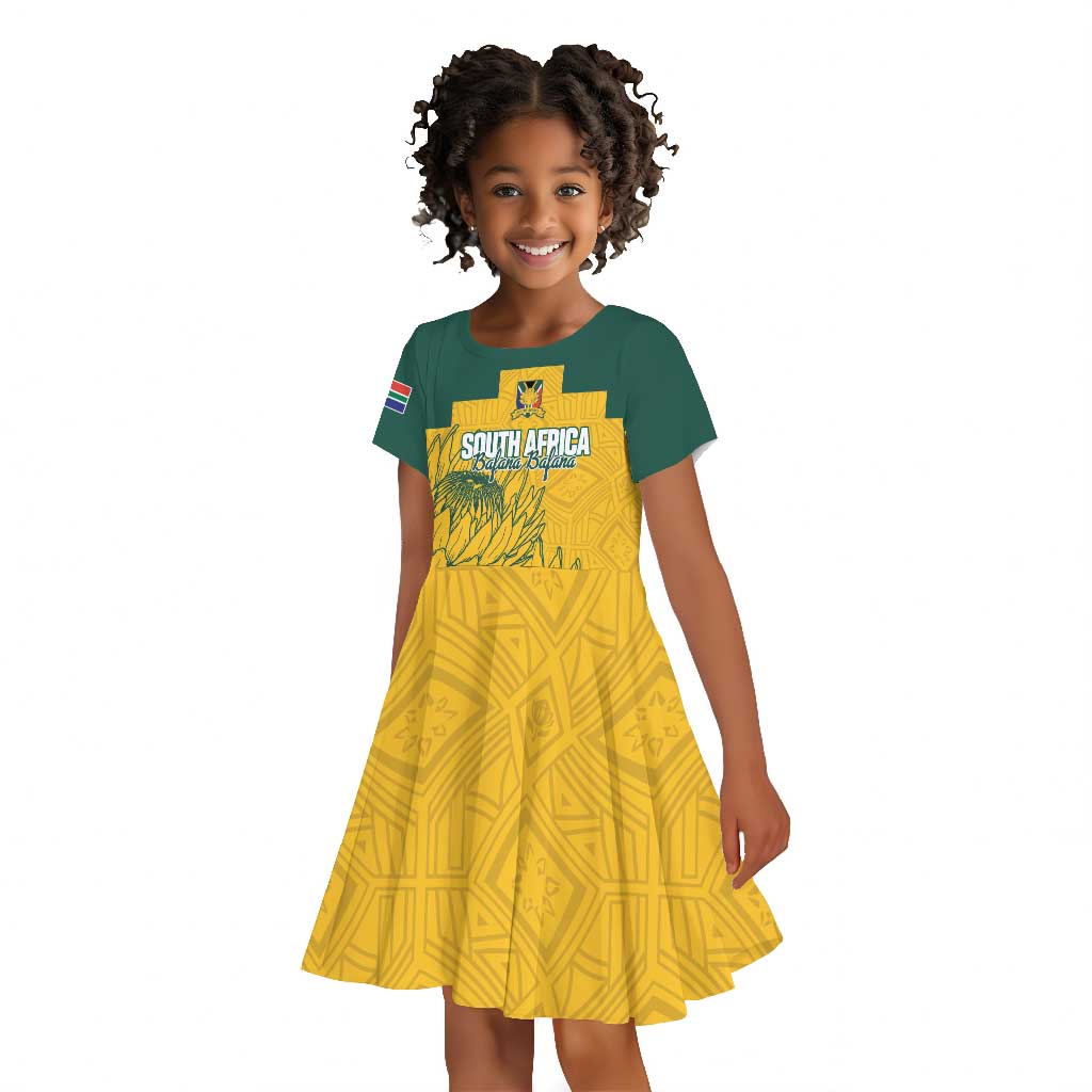 Custom South Africa Soccer Kid Short Sleeve Dress From Protea Roots We Rise - Wonder Print Shop