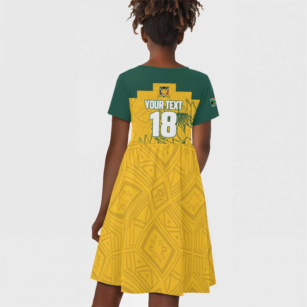 Custom South Africa Soccer Kid Short Sleeve Dress From Protea Roots We Rise - Wonder Print Shop