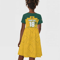 Custom South Africa Soccer Kid Short Sleeve Dress From Protea Roots We Rise - Wonder Print Shop