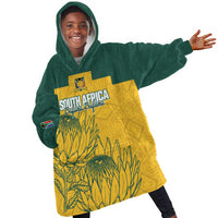 Custom South Africa Soccer Kid Wearable Blanket Hoodie From Protea Roots We Rise - Wonder Print Shop