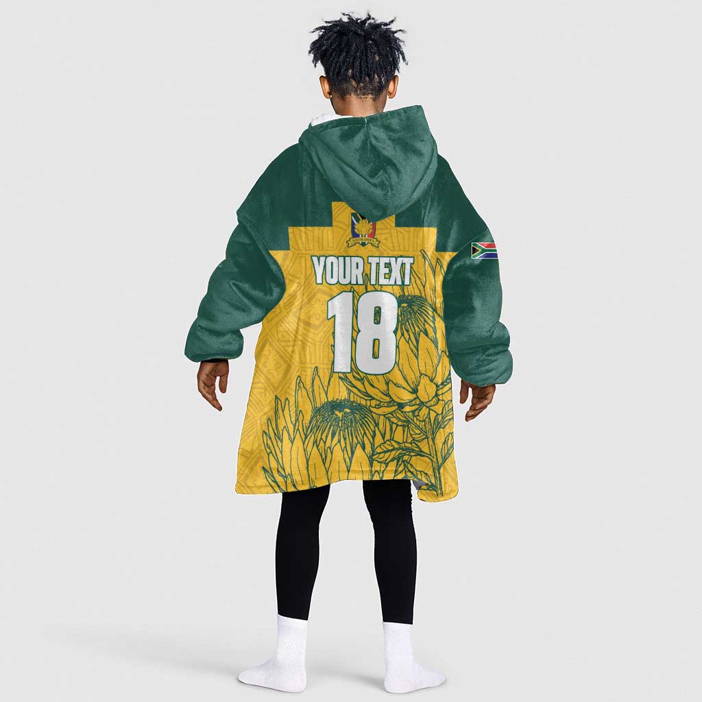 Custom South Africa Soccer Kid Wearable Blanket Hoodie From Protea Roots We Rise - Wonder Print Shop