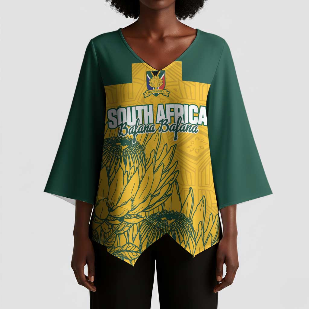 Custom South Africa Soccer Kimono Sleeve Blouse From Protea Roots We Rise - Wonder Print Shop
