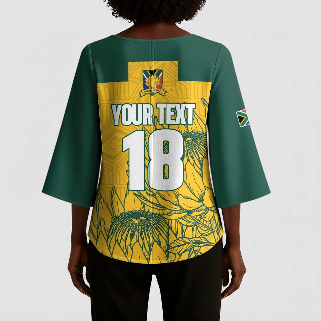 Custom South Africa Soccer Kimono Sleeve Blouse From Protea Roots We Rise - Wonder Print Shop