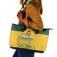 Custom South Africa Soccer Leather Tote Bag From Protea Roots We Rise - Wonder Print Shop