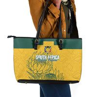 Custom South Africa Soccer Leather Tote Bag From Protea Roots We Rise - Wonder Print Shop