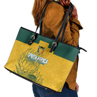 Custom South Africa Soccer Leather Tote Bag From Protea Roots We Rise - Wonder Print Shop